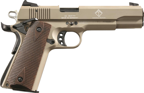 GERMAN SPORT 1911 22LR 5" TAN/FAUX WOOD GRIPS 10RD - for sale