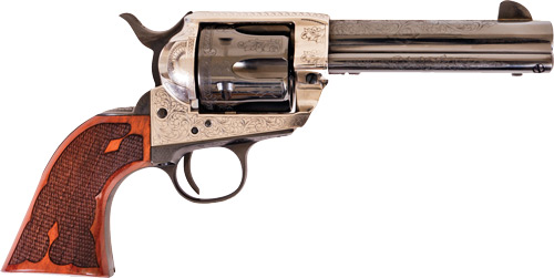 CIMARRON FRONTIER .45LC PW FS 4.75" ENGRAVED SILVER/BL WAL - for sale