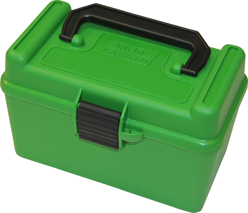 MTM DELUXE AMMO BOX 50-ROUNDS LG RIFLE .220SWIFT-30/06 GREEN - for sale