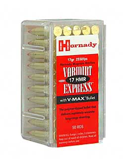 HORNADY 17HMR 17GR V-MAX 50RD 40BX/CS - for sale