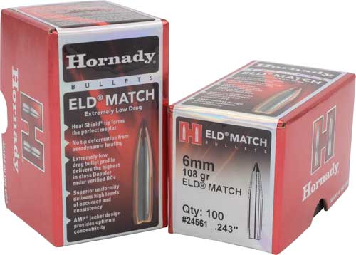 HORNADY BULLETS 6MM .243 108GR ELD-MATCH 100CT 25BX/CS - for sale