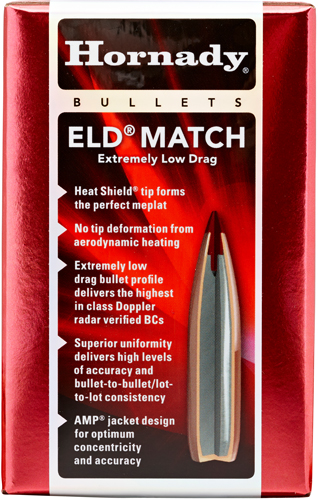 HORNADY BULLETS 6.5MM .264 100GR ELD-MATCH 100CT 25BX/CS - for sale