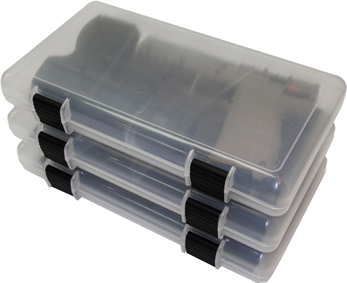 MTM IN-SAFE HANDGUN STORAGE CASE 12" CLEAR SMOKE 3-PACK - for sale