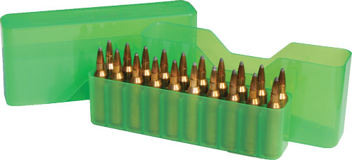 MTM AMMO BOX LARGE RIFLE 20 ROUNDS SLIP TOP CLEAR GREEN - for sale