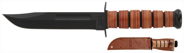 KA-BAR FIGHTING/UTILITY KNIFE 7" W/LEATHER SHEATH USMC - for sale