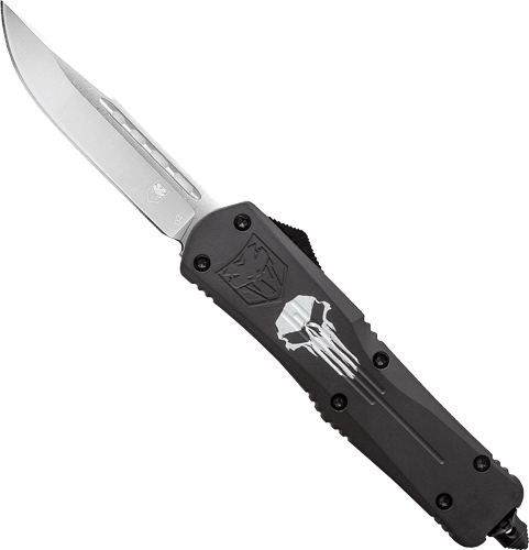 COBRATEC LARGE FS3 OTF BLACK PUNISHER 3.5" D2 STEEL DRP PNT - for sale