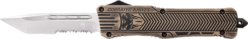 COBRATEC MEDIUM CTK1 OTF DESERT SAND 3" TANTO SERRATED - for sale