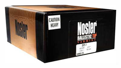 NOSLER BULLETS 22 CAL .224 50GR BALLISTIC TIP 1000CT - for sale