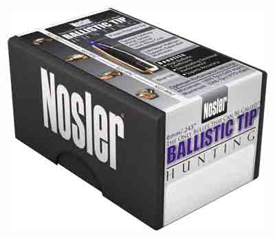 NOSLER BULLETS 6MM .243 80GR BALLISTIC TIP 100CT - for sale