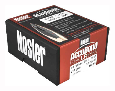 NOSLER BULLETS 30 CAL .308 210GR ACCUBOND LR 100CT - for sale