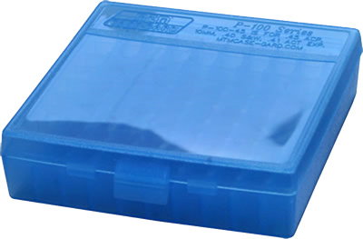 MTM AMMO BOX 22LR 100-ROUNDS CLEAR BLUE - for sale