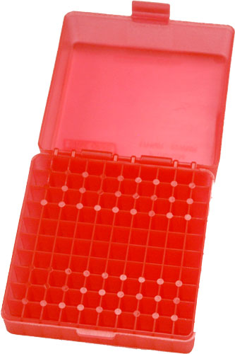 MTM 100 ROUND 17HMR/22MAG AMMO BOX SEE THROUGH CLEAR RED - for sale