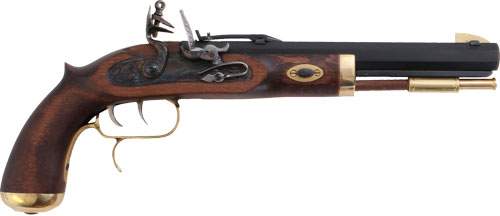 TRADITIONS TRAPPER PISTOL 50 CAL FLINTLOCK BLUED/HARDWOOD - for sale
