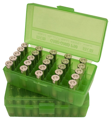 MTM AMMO BOX 9MM LUGER/.380ACP 50-ROUNDS FLIP TOP STYLE GREEN - for sale