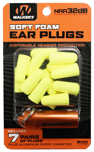 WALKERS EAR PLUGS SOFT FOAM 32dB 7-PAIR BLUE W/CARRY CASE - for sale