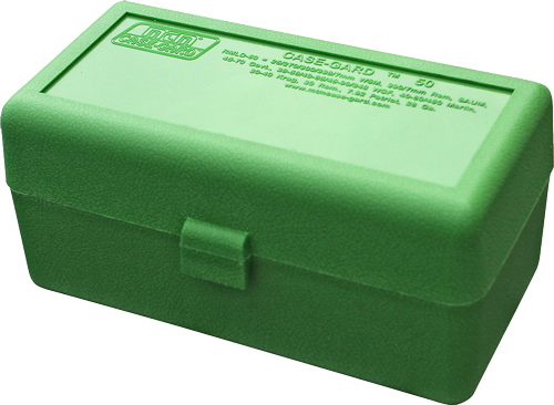 MTM AMMO BOX MEDIUM RIFLE 50-ROUNDS FLIP TOP STYLE GREEN - for sale