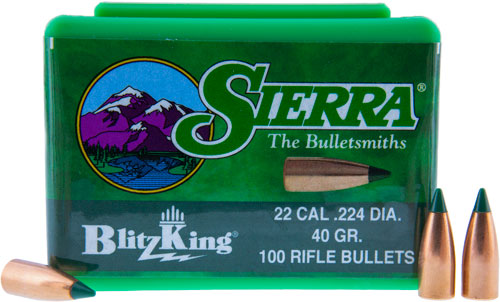 SIERRA BULLETS .22CAL .224 40GR BLITZKING 100CT - for sale