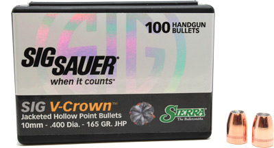 SIERRA BULLETS 10MM .400 165GR JHP SIG V-CROWN 100CT - for sale