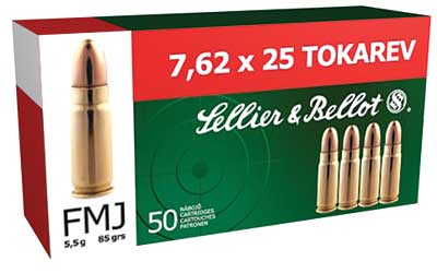 S&B 7.62X25 TOKAREV 85GR FMJ-RN 50RD 30BX/CS - for sale