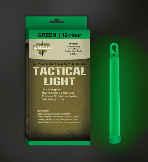TAC SHIELD TACTICAL LIGHT STICK 12 HOUR 6" GREEN 10PK - for sale
