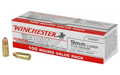 WINCHESTER USA 9MM LUGER 115GR FMJ 100RD 10BX/CS! - for sale